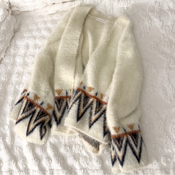Anthropologie Sweaters - Anthropologie Cream Aztec Open Cardigan/Kimono/Jacket Size Large
